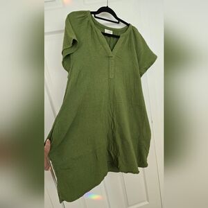 Chic Bright Olive V-Neck Dress